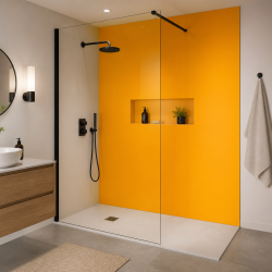 Panneau de douche RAL 2007 Orangé clair brillant sur mesure | Livraison gratuite
