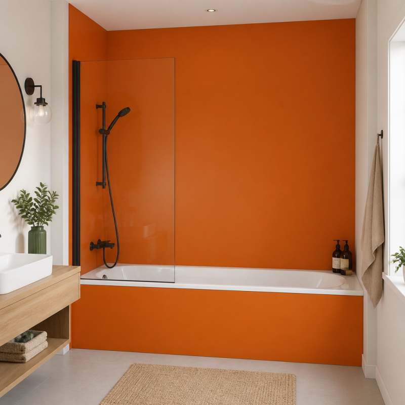 Panneau de douche RAL 2008 Orangé rouge clair sur mesure | Livraison gratuite