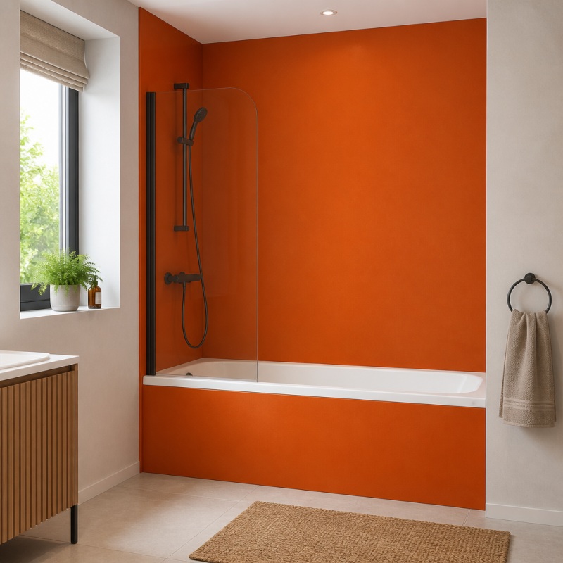 Panneau de douche RAL 2009 Orangé signalisation sur mesure | Livraison gratuite