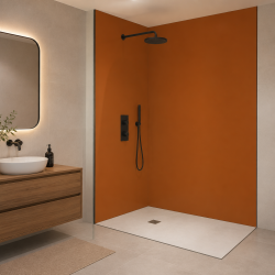Panneau de douche RAL 2010 Orangé de sécurité sur mesure | Livraison gratuite