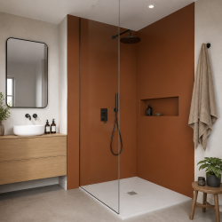 Panneau de douche RAL 2013 Orangé nacré sur mesure | Livraison gratuite