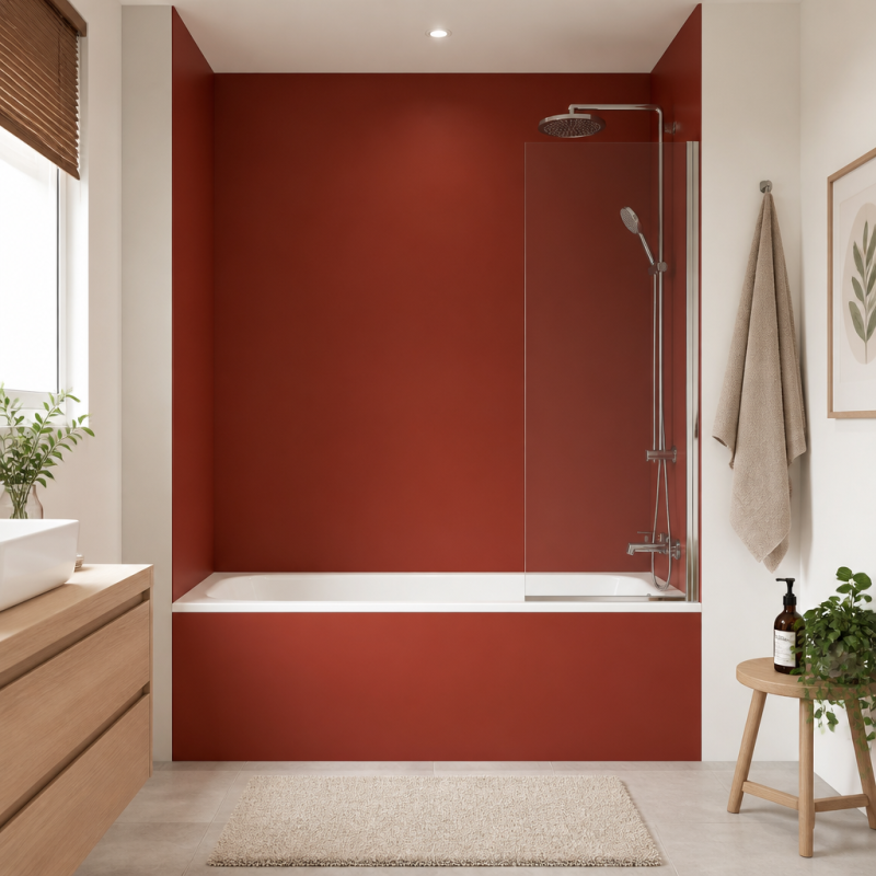 Panneau de douche RAL 3016 Rouge corail sur mesure | Livraison gratuite