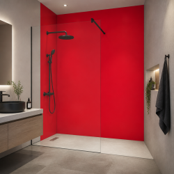 Panneau de douche RAL 3026 Rouge clair brillant sur mesure | Livraison gratuite
