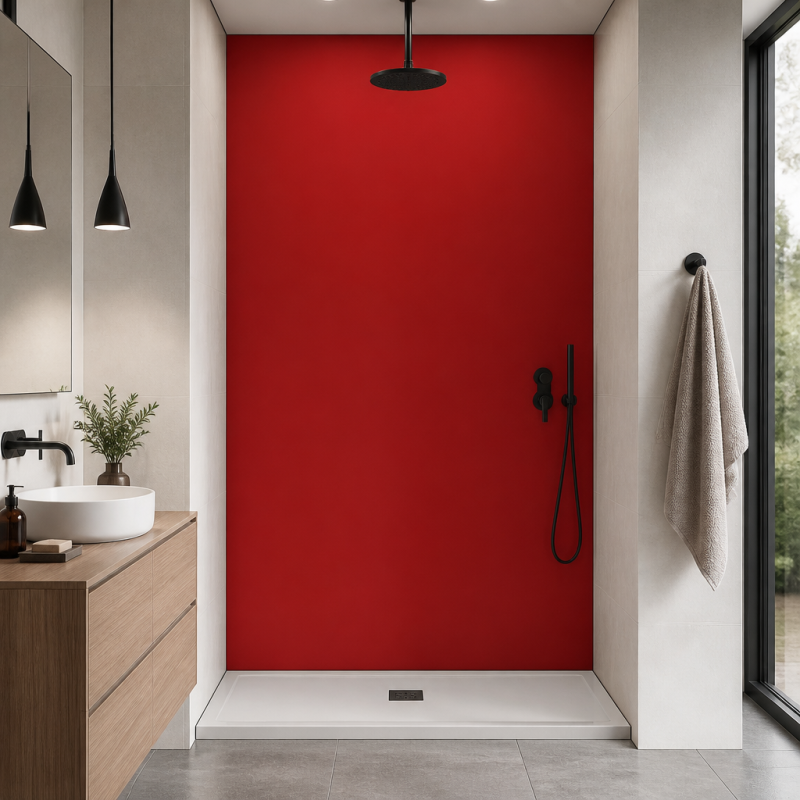 Panneau de douche RAL 3028 Rouge pur sur mesure | Livraison gratuite