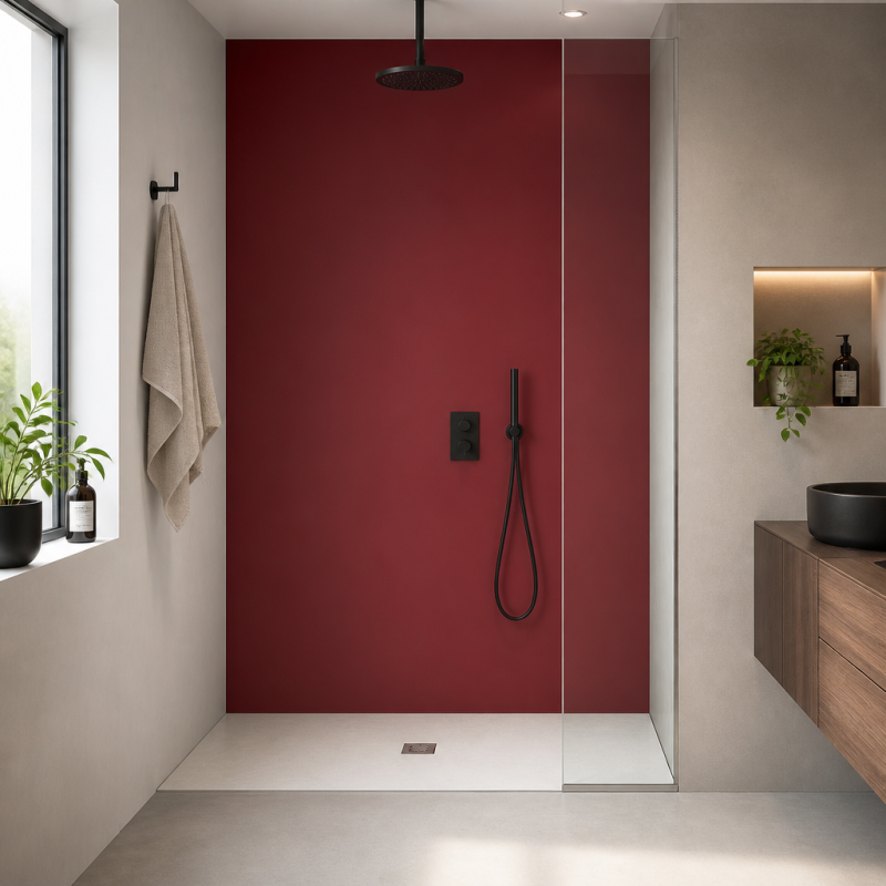 Panneau de douche RAL 3031 Rouge oriental sur mesure | Livraison gratuite