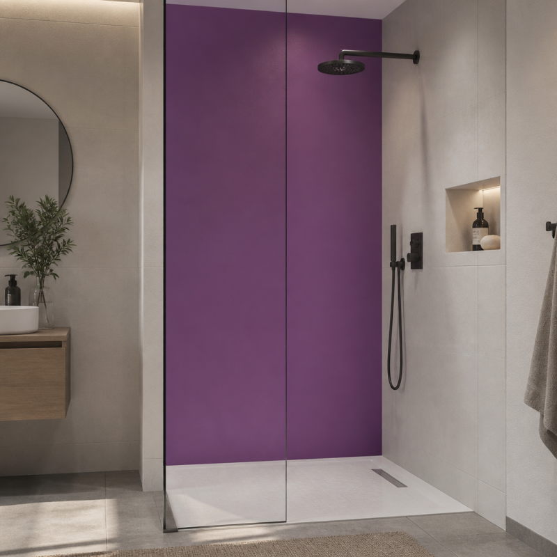 Panneau de douche RAL 4008 Violet de sécurité sur mesure | Livraison gratuite