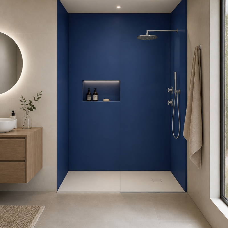 Panneau de douche RAL 5002 Bleu outremer sur mesure | Livraison gratuite