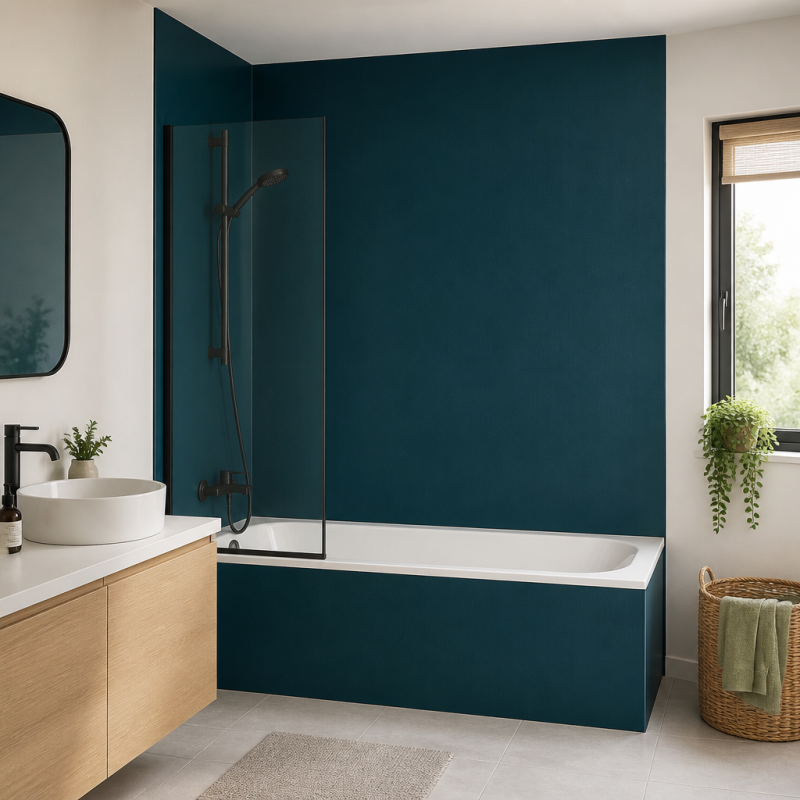 Panneau de douche RAL 5020 Bleu océan sur mesure | Livraison gratuite
