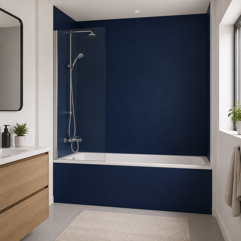Panneau de douche RAL 5026 Bleu nuit nacré sur mesure | Livraison gratuite