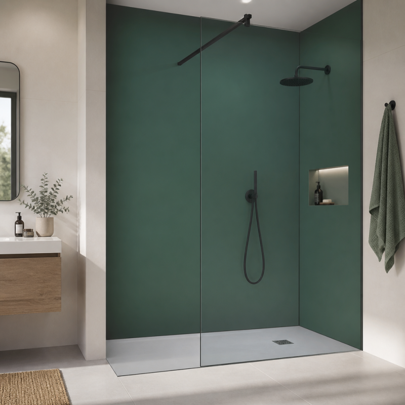 Panneau de douche RAL 6000 Vert patine sur mesure | Livraison gratuite