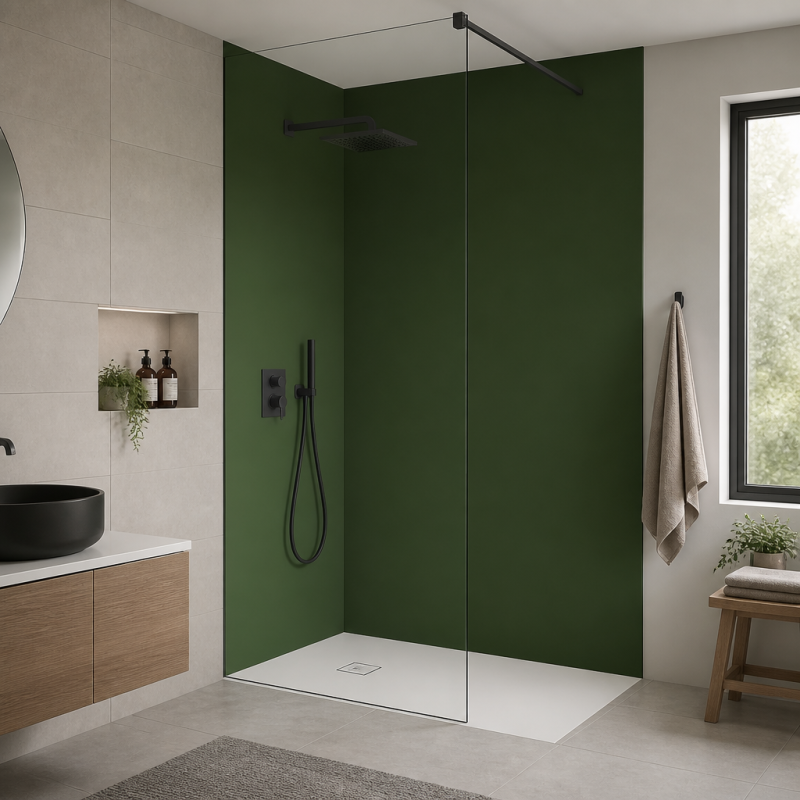 Panneau de douche RAL 6002 Vert feuillage sur mesure | Livraison gratuite