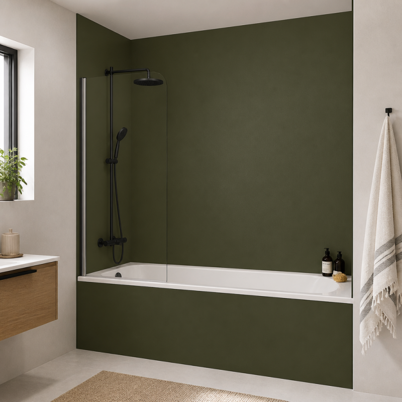 Panneau de douche RAL 6003 Vert olive sur mesure | Livraison gratuite