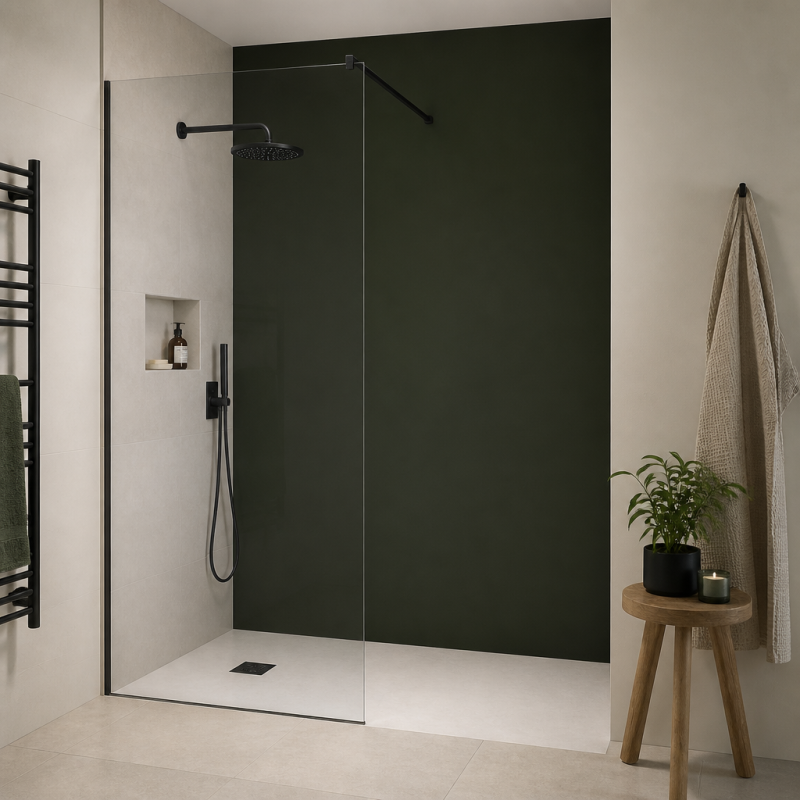 Panneau de douche RAL 6007 Vert bouteille sur mesure | Livraison gratuite