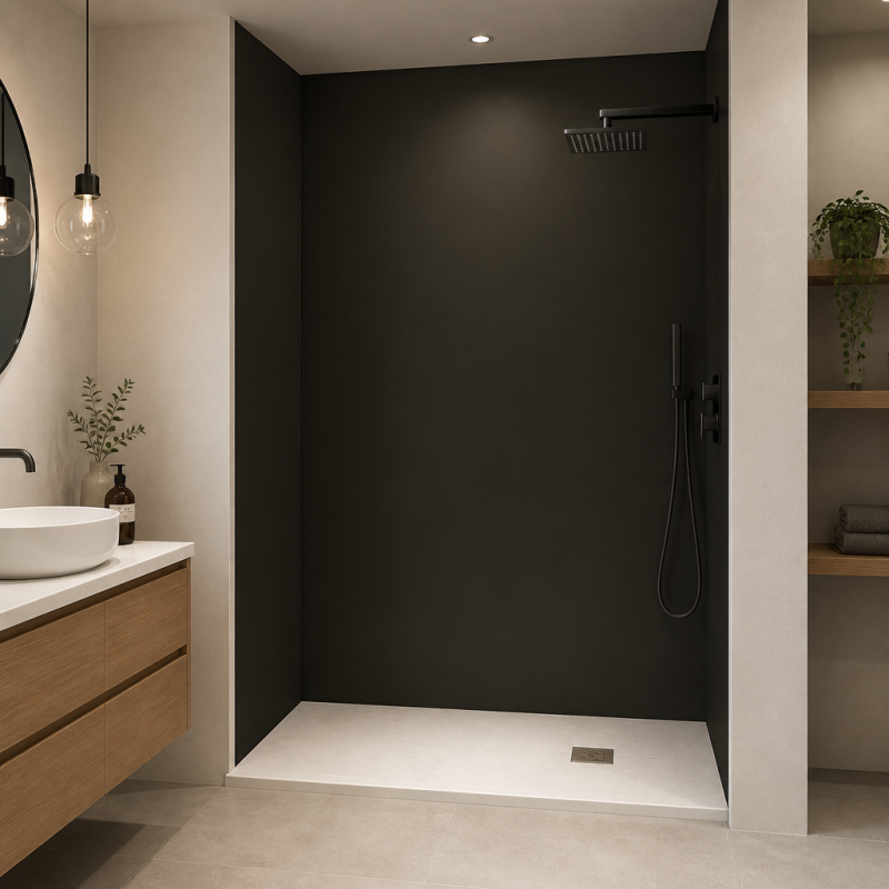 Panneau de douche RAL 6008 Vert brun sur mesure | Livraison gratuite