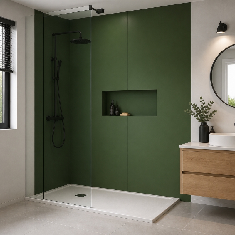 Panneau de douche RAL 6010 Vert herbe sur mesure | Livraison gratuite