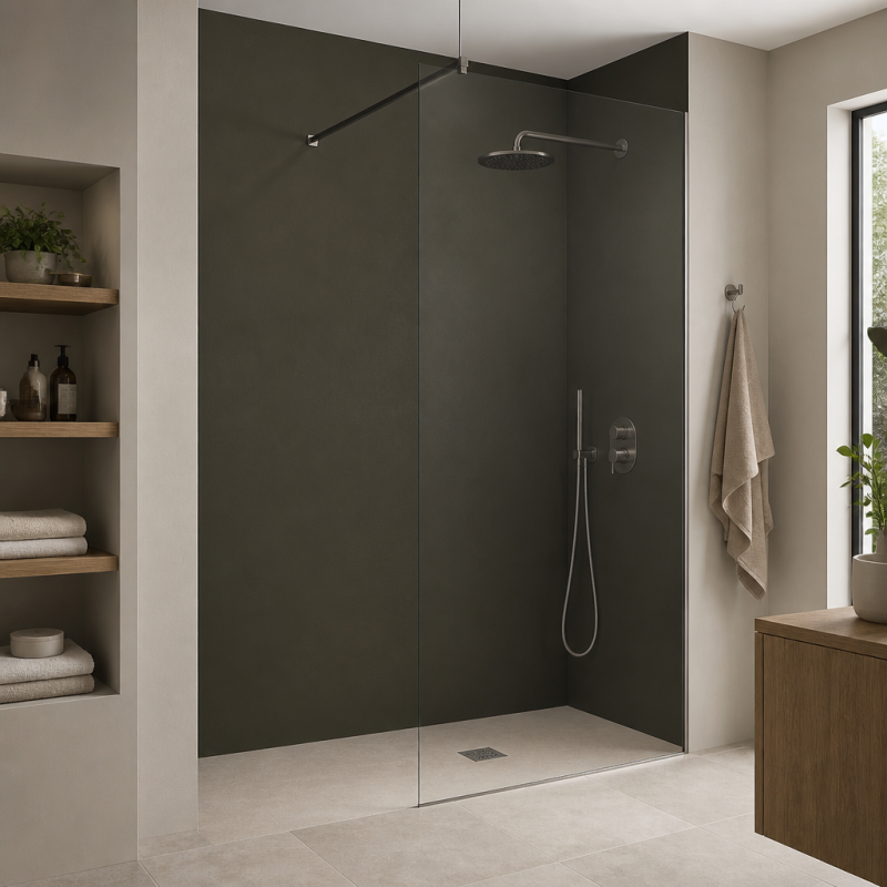 Panneau de douche RAL 6014 Olive jaune sur mesure | Livraison gratuite