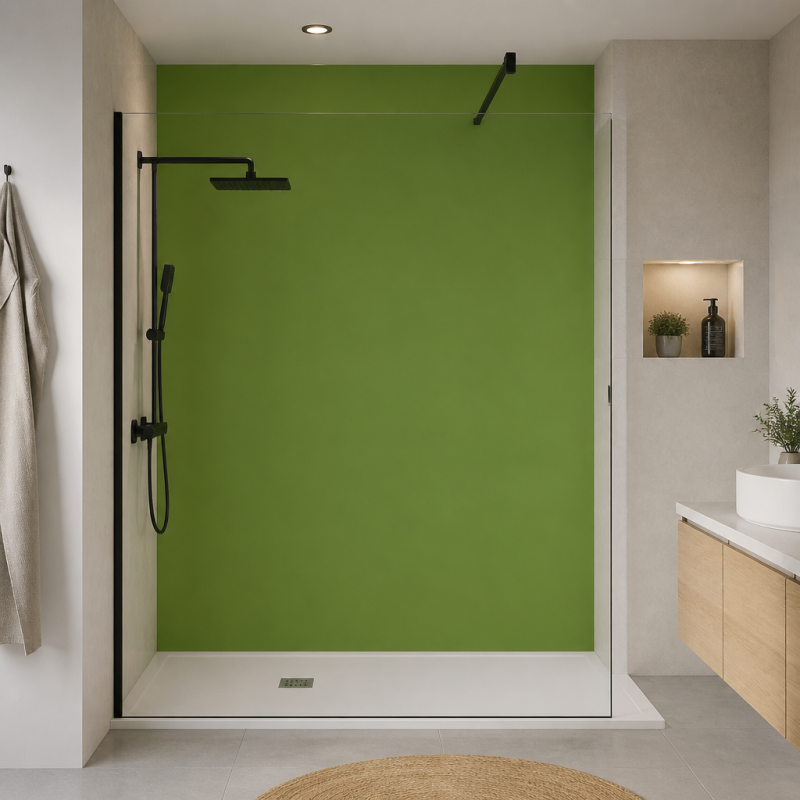 Panneau de douche RAL 6018 Vert jaune sur mesure | Livraison gratuite