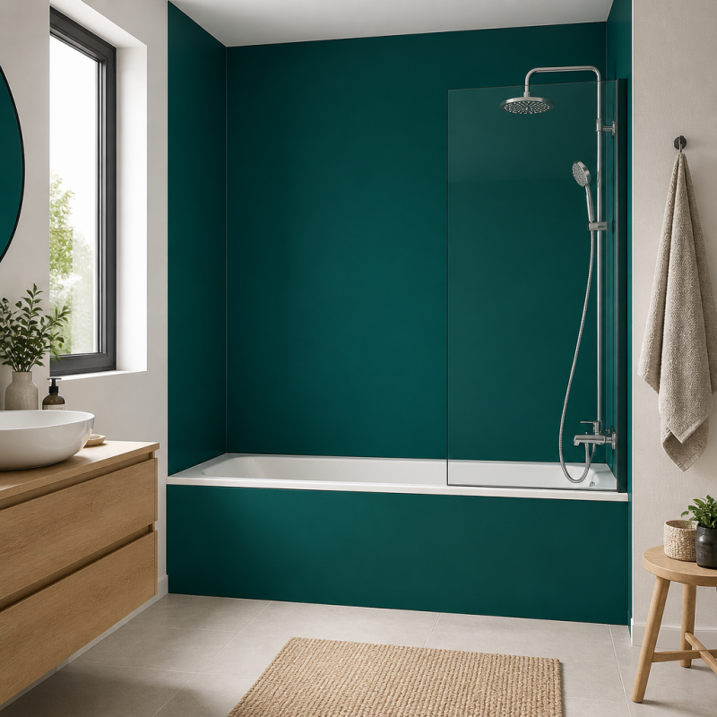 Panneau de douche RAL 6026 Vert opale sur mesure | Livraison gratuite