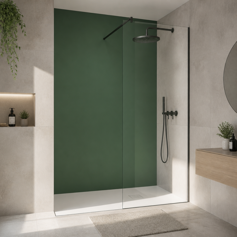 Panneau de douche RAL 6032 Vert de sécurité sur mesure | Livraison gratuite