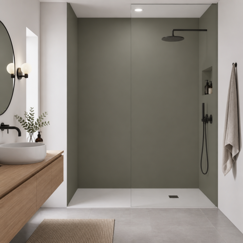 Panneau de douche RAL 7003 Gris mousse sur mesure | Livraison gratuite