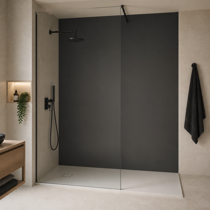 Panneau de douche RAL 7022 Gris terre d'ombre sur mesure | Livraison gratuite