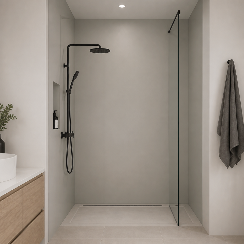 Panneau de douche RAL 7044 Gris soie sur mesure | Livraison gratuite